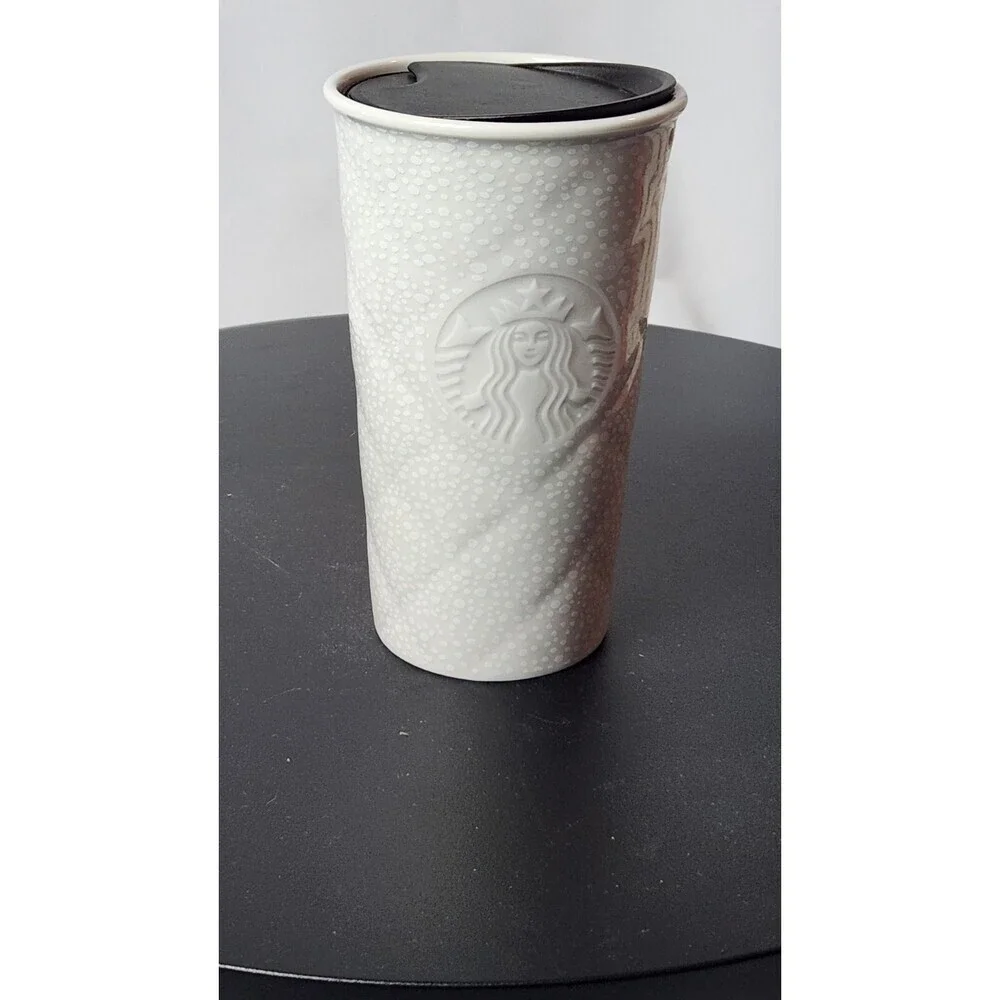 Starbucks Tumbler 2016 White Quilted Mermaid Logo Double Wall No Lid 10oz